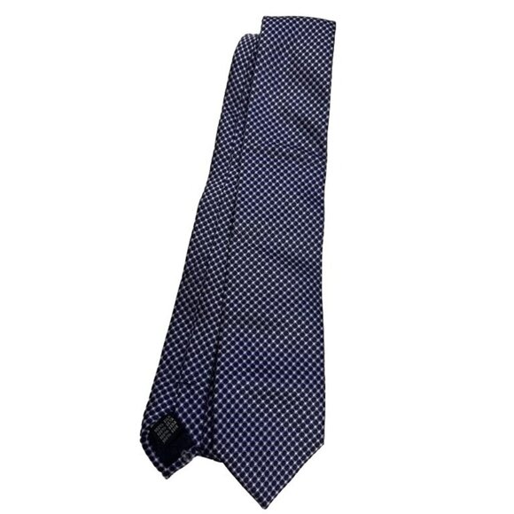 YSL Yves Saint Laurent Pour Homme Navy & White Dotted Italian Silk Tie Worn Twic - Picture 1 of 6
